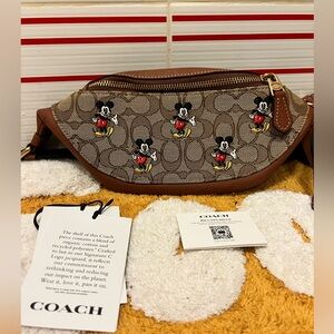 Coach Disney X Coach Mickey Warren Mini Fanny Belt Bag Jacquard